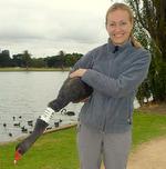 Sonia with black swan